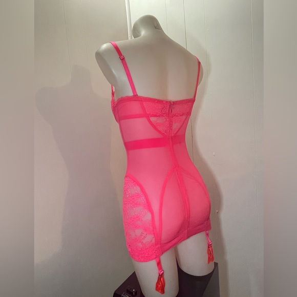 Neon Pink Very Sexy Victoria’s Secret Gartered Slipdress - Picture 9 of 11
